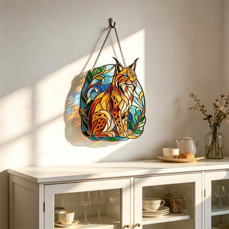 Lynx Glass Suncatcher