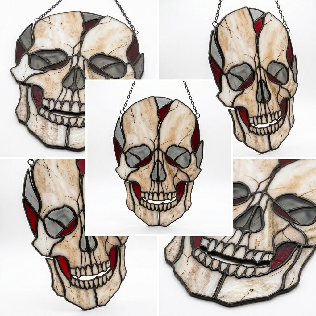 Deconstructed Skull Glass Suncatcher