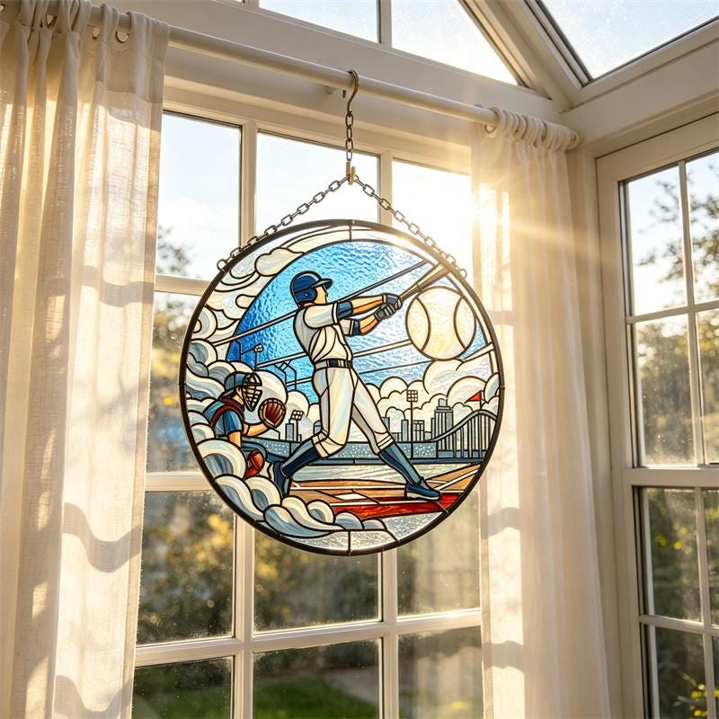 Baseball Batter Glass Art