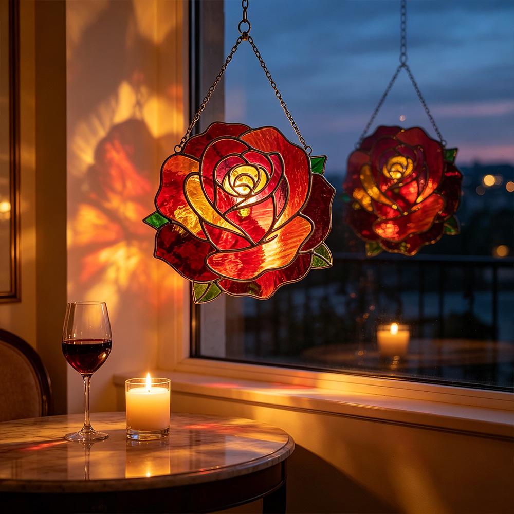 Colorful Rose Glass Art