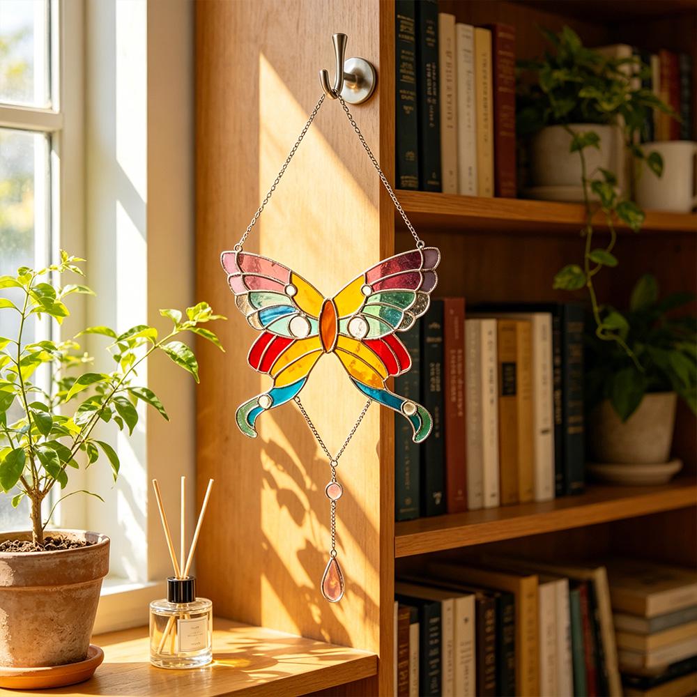 Colorful Butterfly Glass Panel