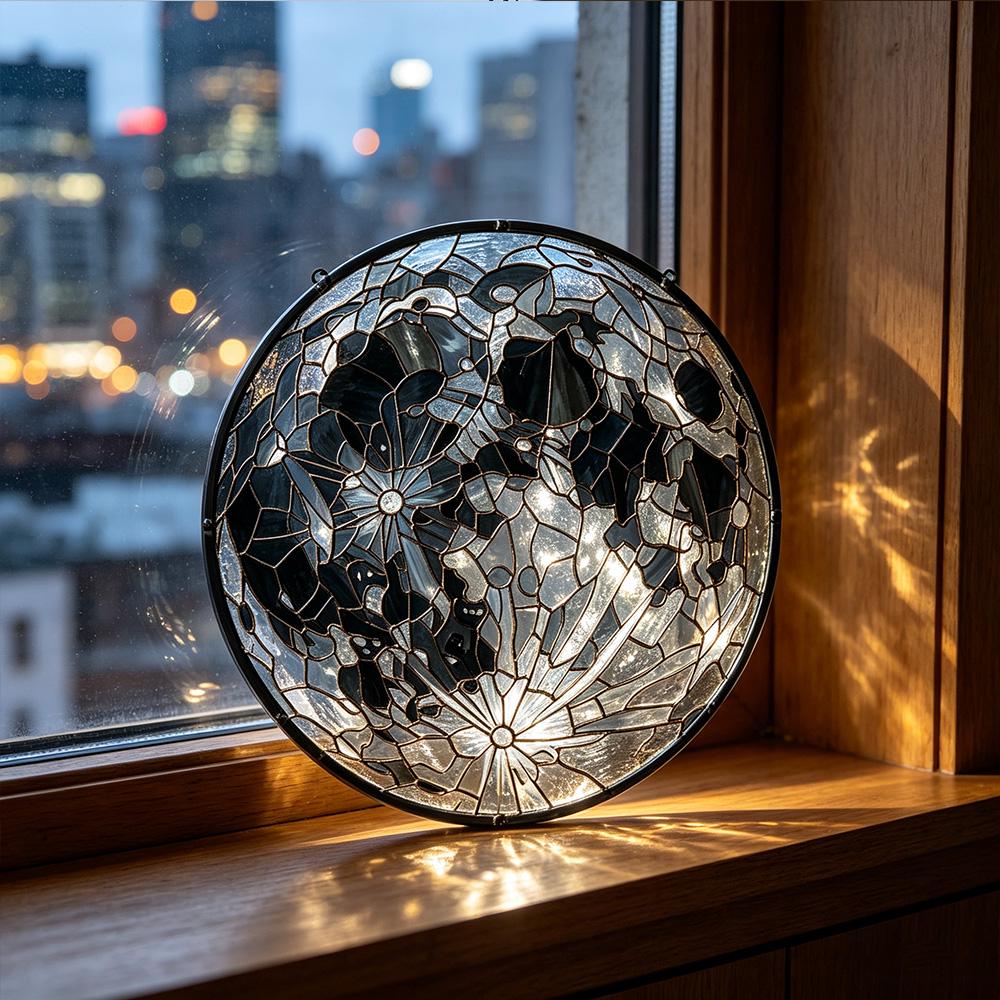 Round Floral Glass Art