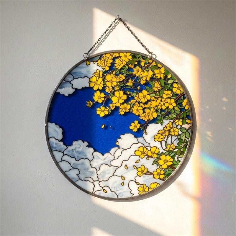 Yellow Flower Sky Glass Suncatcher