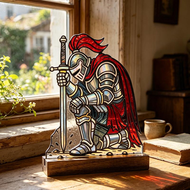 Medieval Knight Glass Art