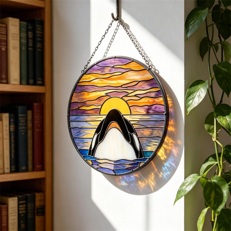 Sunset Orca Glass Suncatcher