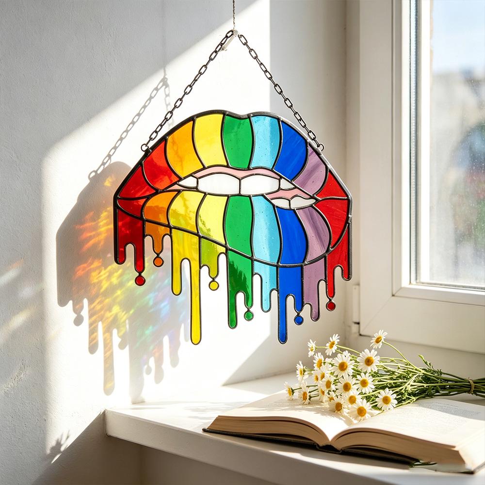 Rainbow Lips Glass Art