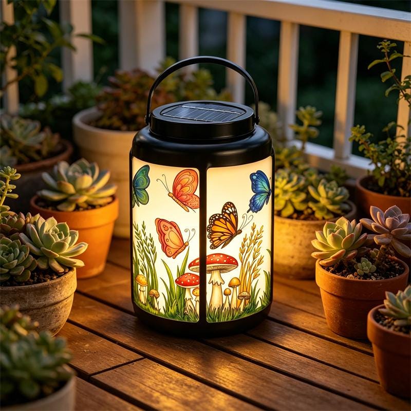 Butterfly and Mushroom Solar Lantern