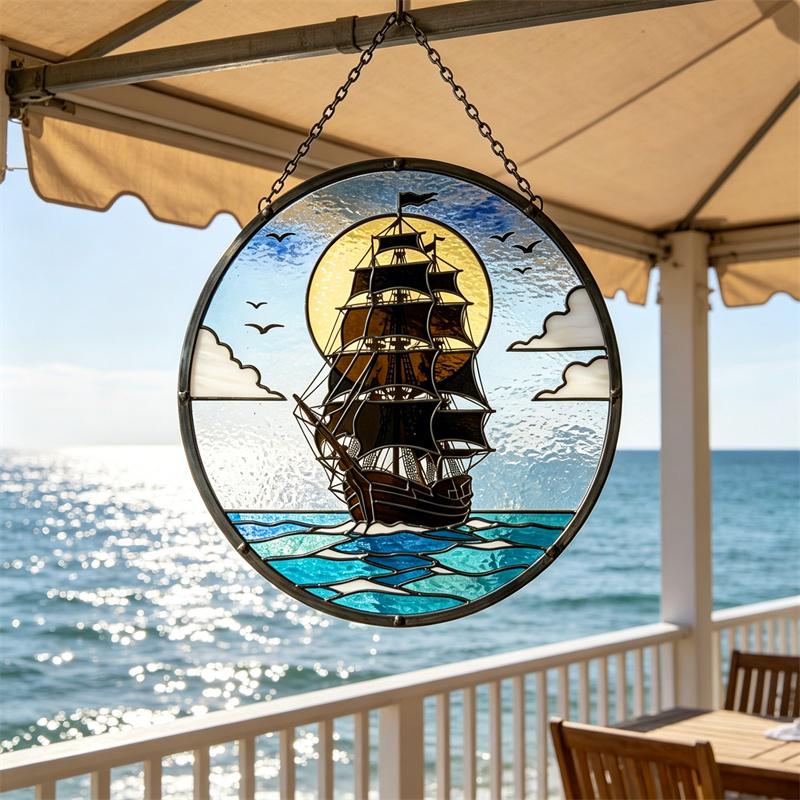 Sailing Ship Glass Suncatcher