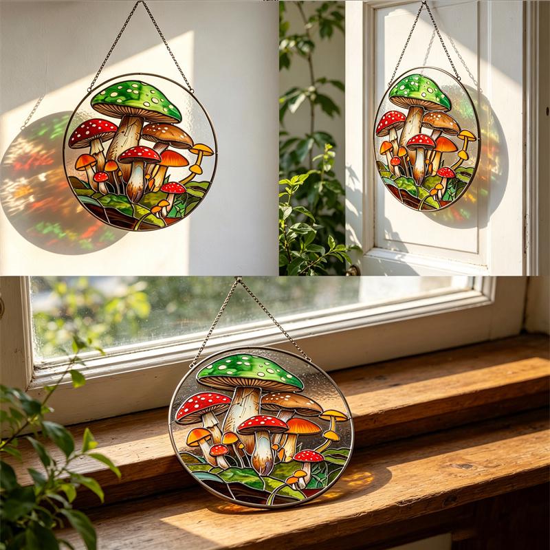Mushroom Glass Suncatcher
