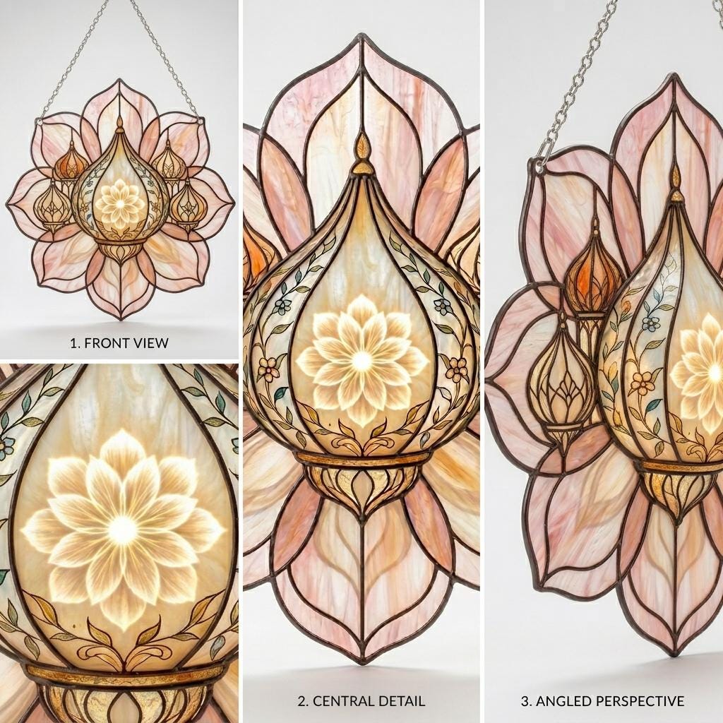 Taj Mahal Lotus Glass Suncatcher