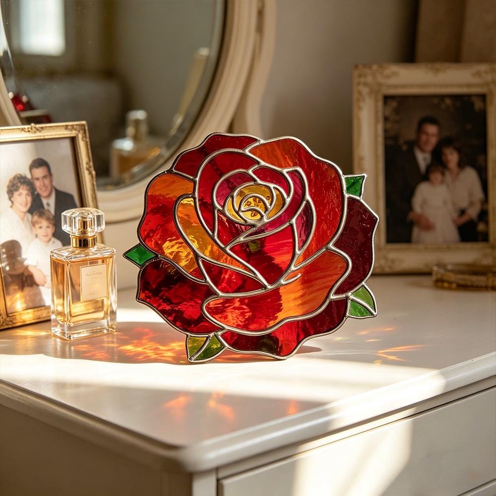 Colorful Rose Glass Art