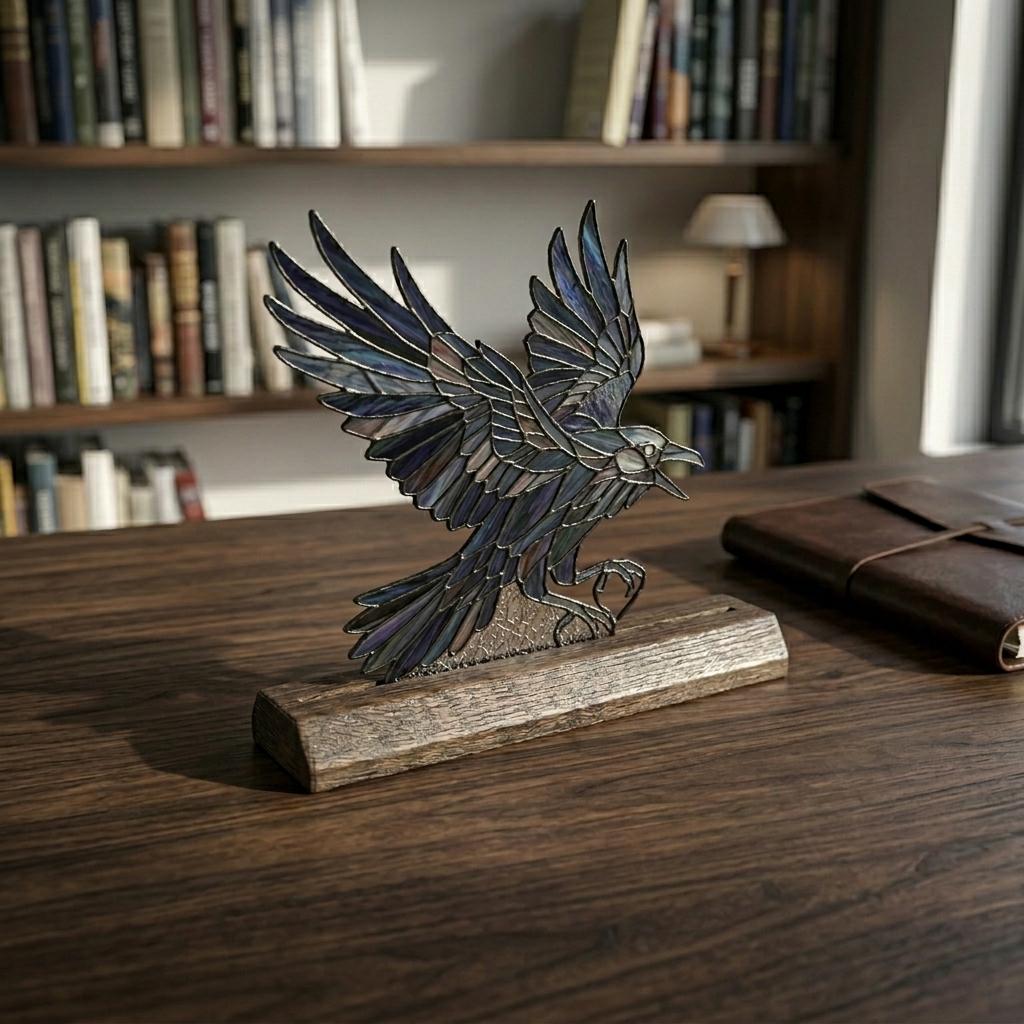 Flying Crow Glass Decor
