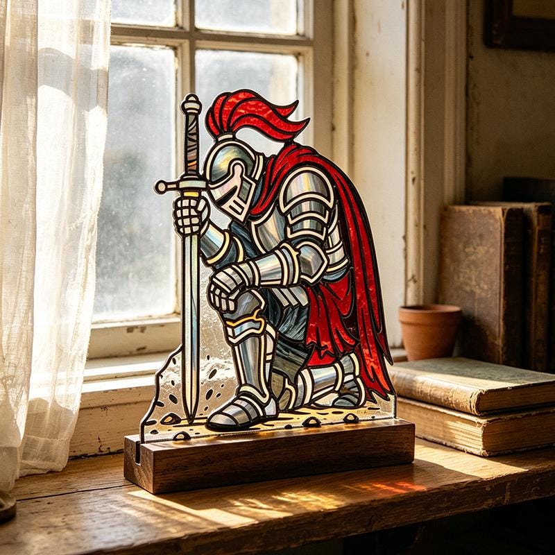 Medieval Knight Glass Art