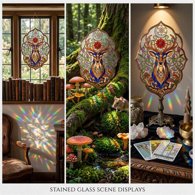 Celestial Deer Glass Suncatcher