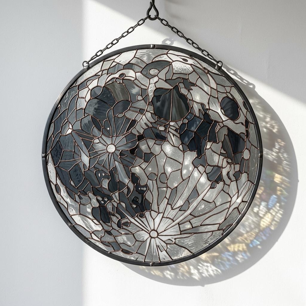 Round Floral Glass Art
