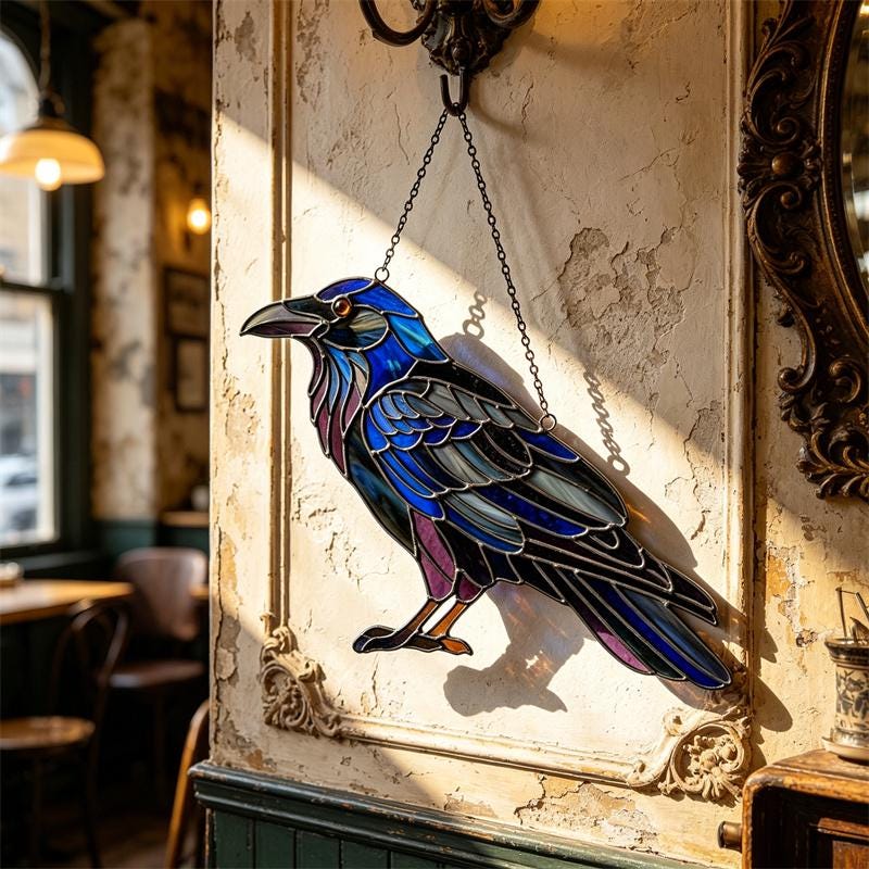 Raven Glass Suncatcher