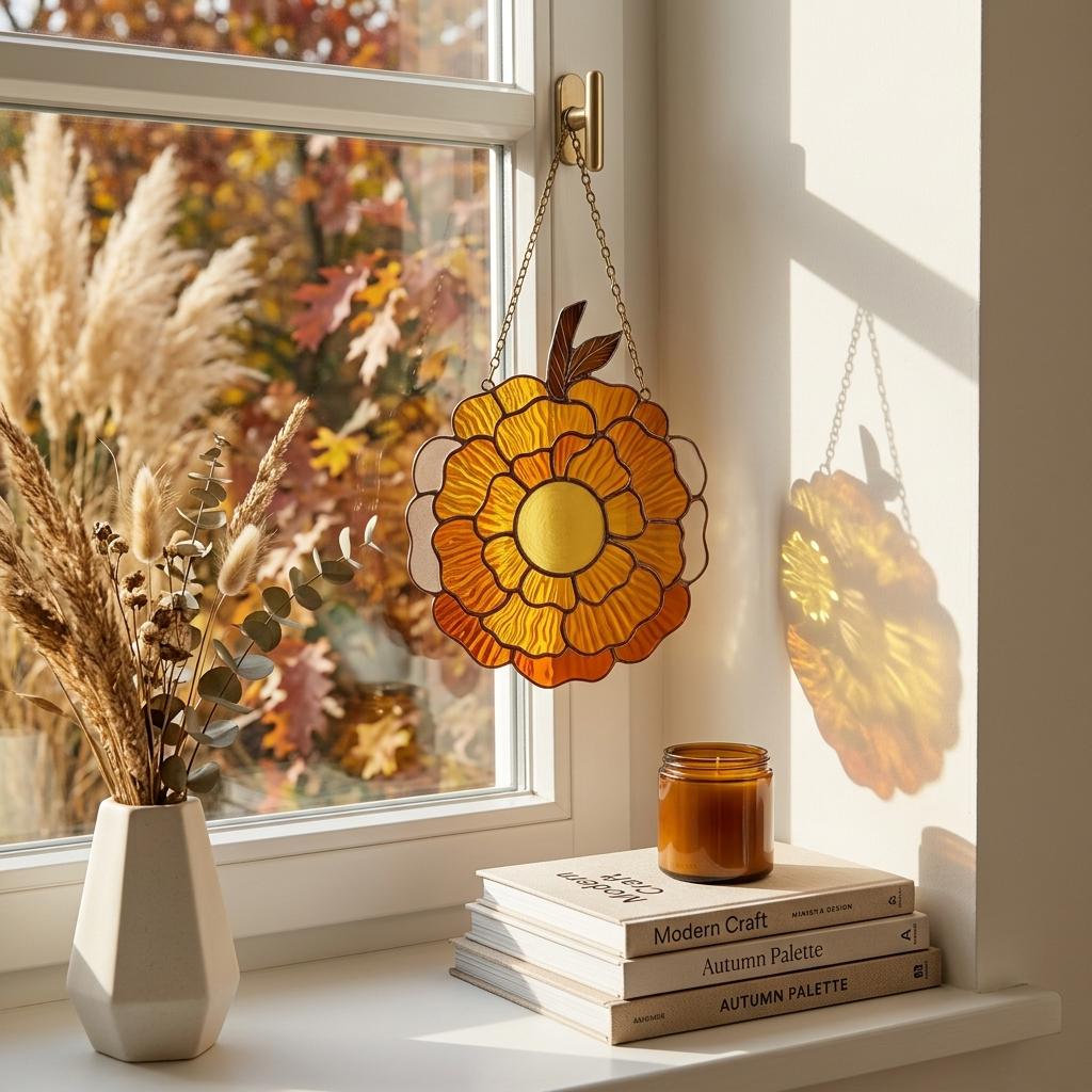 Marigold Pumpkin Glass Suncatcher