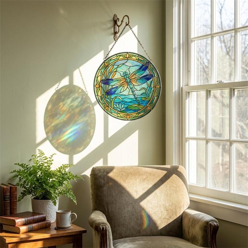 Dragonfly Pond Glass Suncatcher
