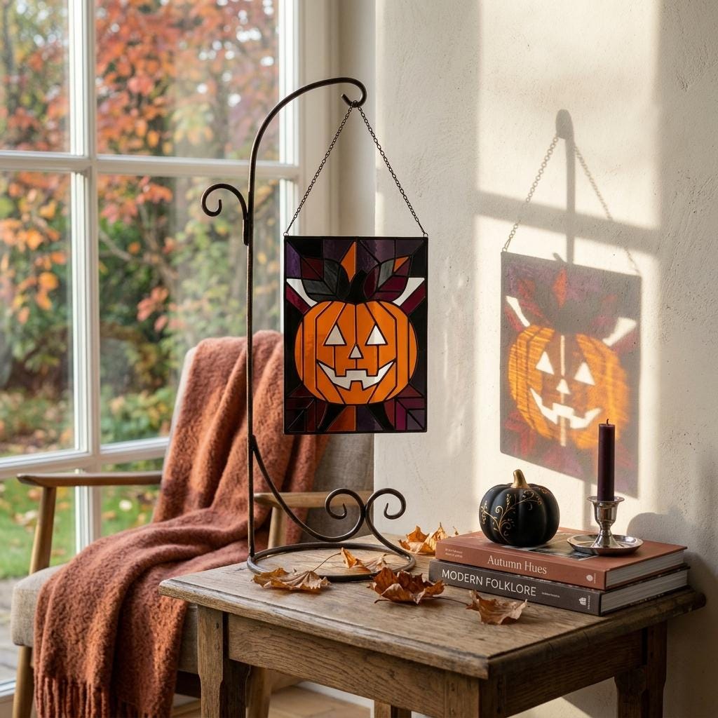 Jack-o'-Lantern Glass Suncatcher