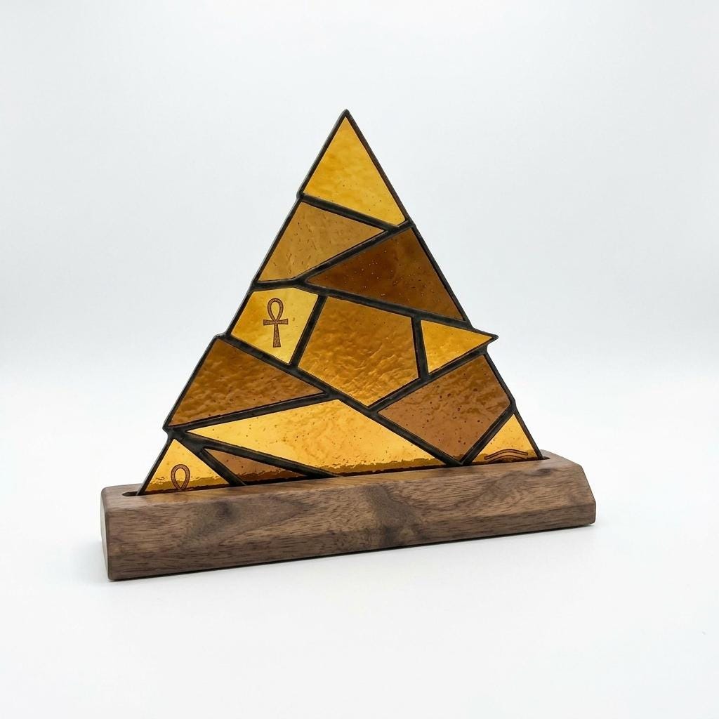 Pyramid and Ankh Glass Decor