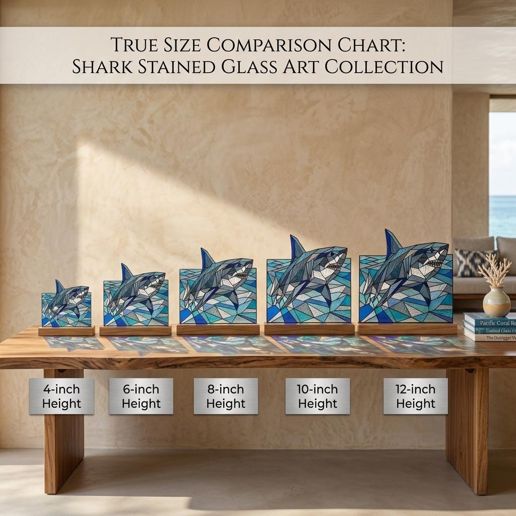 Shark and Ocean Waves Glass Decor