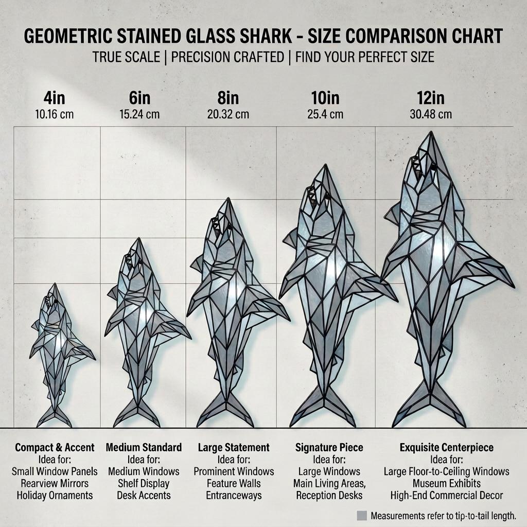 Geometric Shark Glass Suncatcher