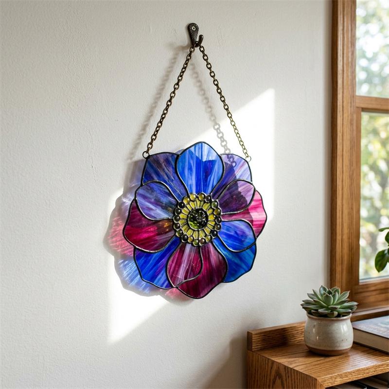 Botanical Flower Glass Suncatcher