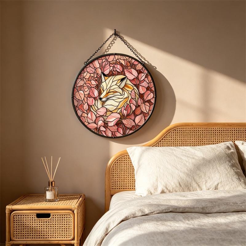 Floral Fox Glass Suncatcher