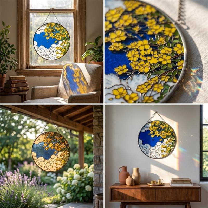 Yellow Flower Sky Glass Suncatcher