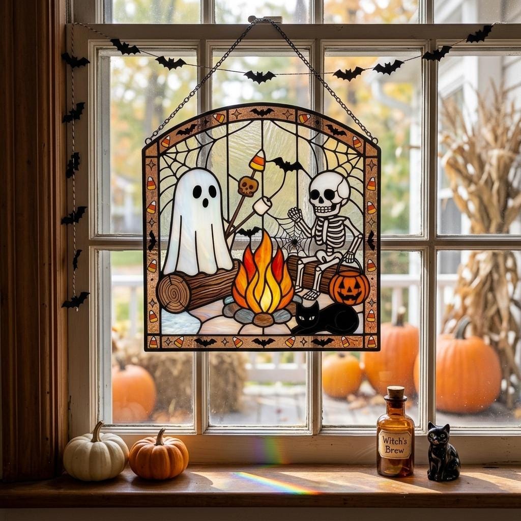 Skeleton Campfire Glass Decor