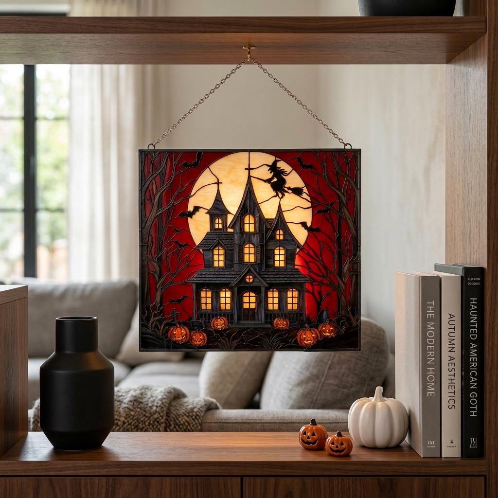 Haunted House Glass Suncatcher