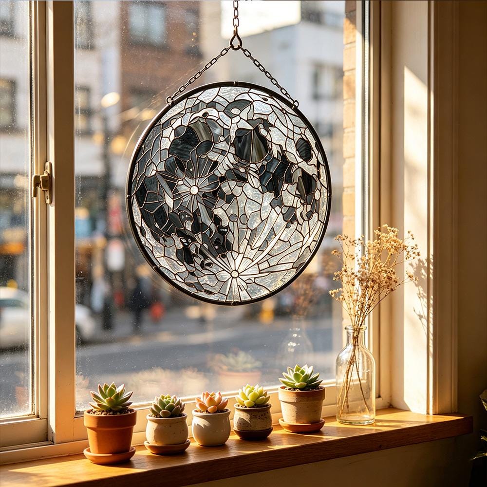 Round Floral Glass Art