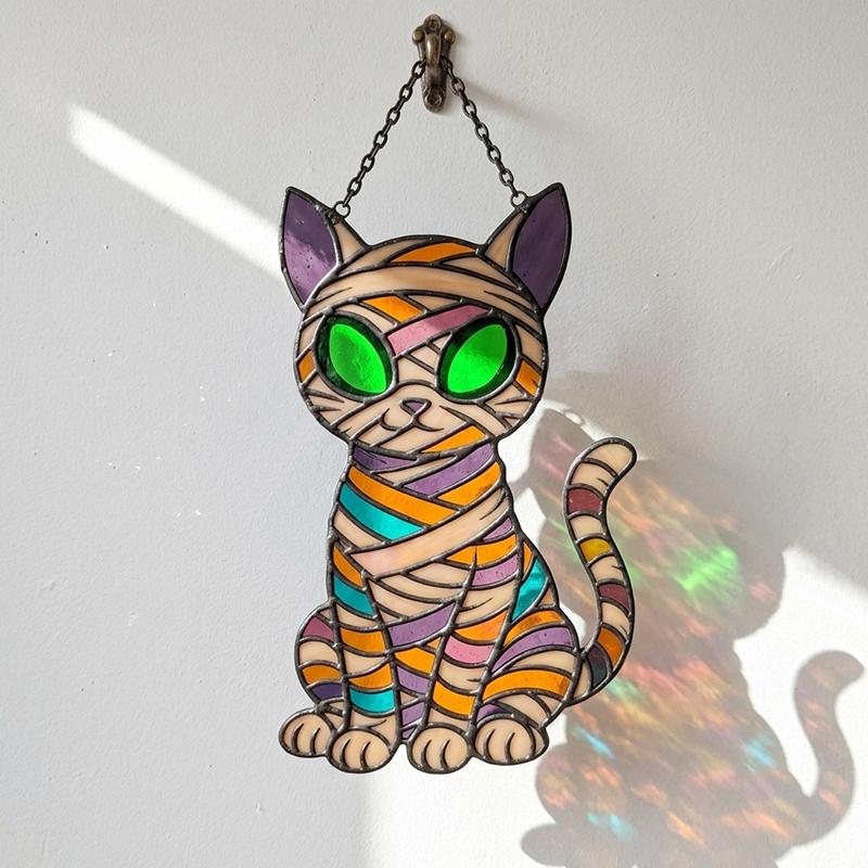 Mummy Cat Glass Suncatcher