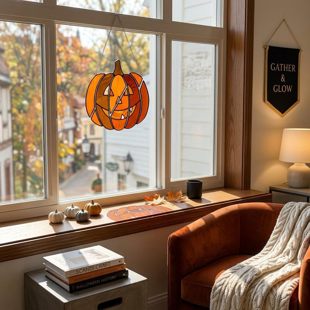 Deconstructed Pumpkin Glass Suncatcher