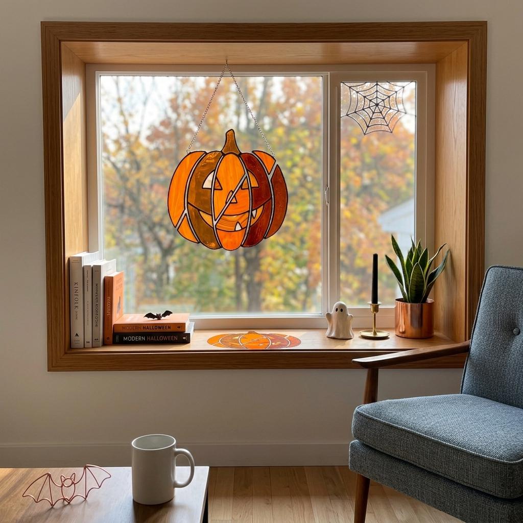 Deconstructed Pumpkin Glass Suncatcher