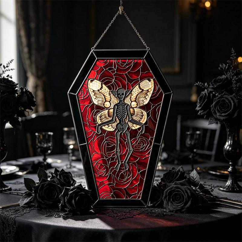 Skeleton Butterfly Coffin Glass Art