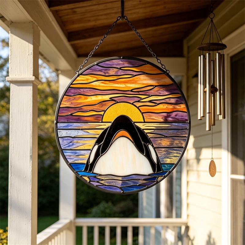 Sunset Orca Glass Suncatcher