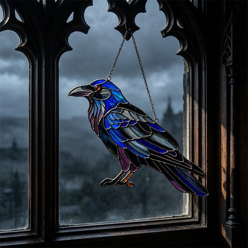 Raven Glass Suncatcher