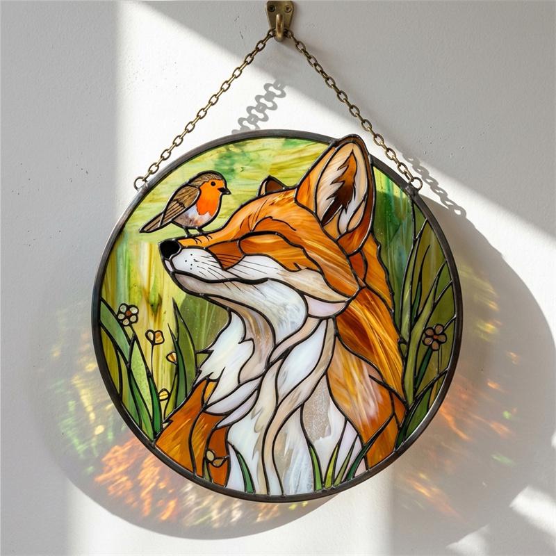 Fox & Robin Glass Suncatcher