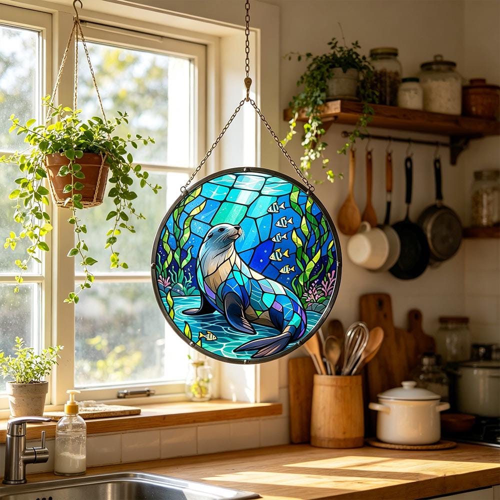 Sea Otter Glass Suncatcher