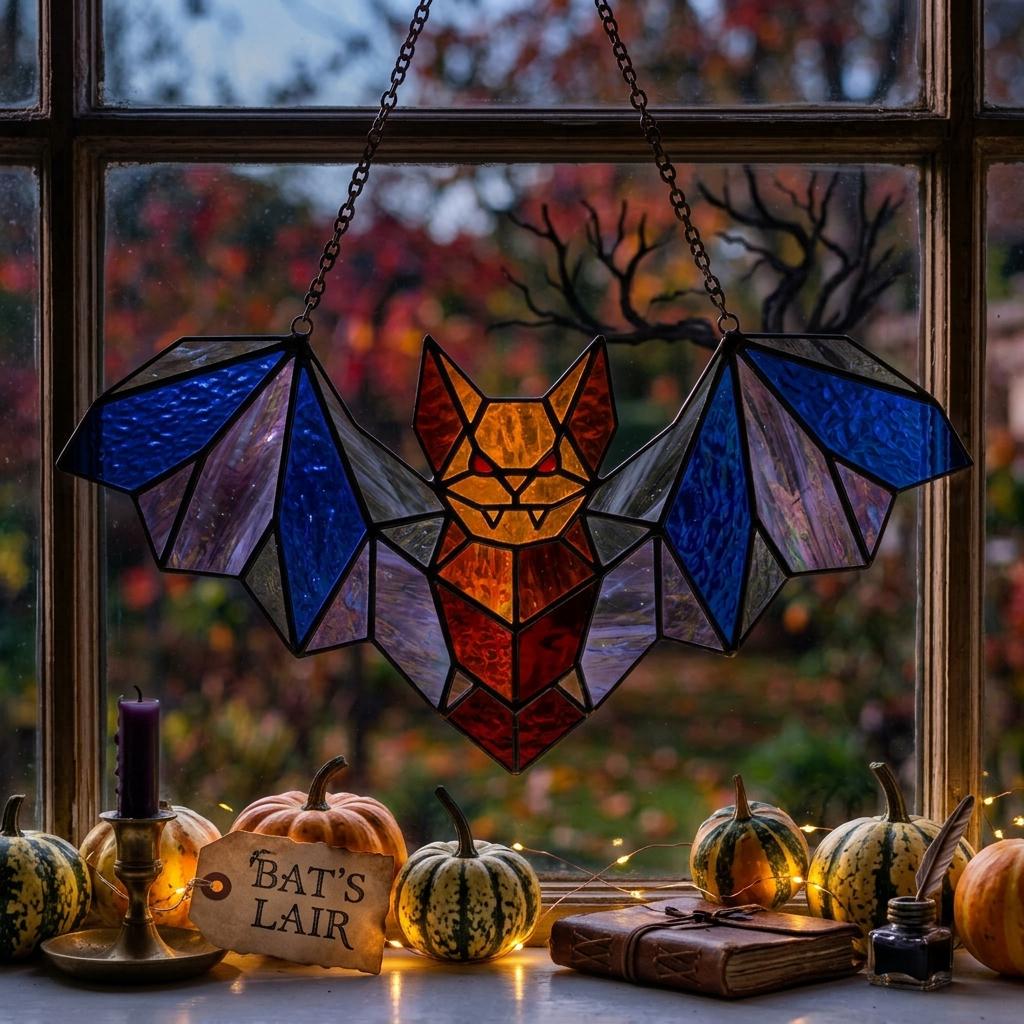 Geometric Bat Glass Suncatcher