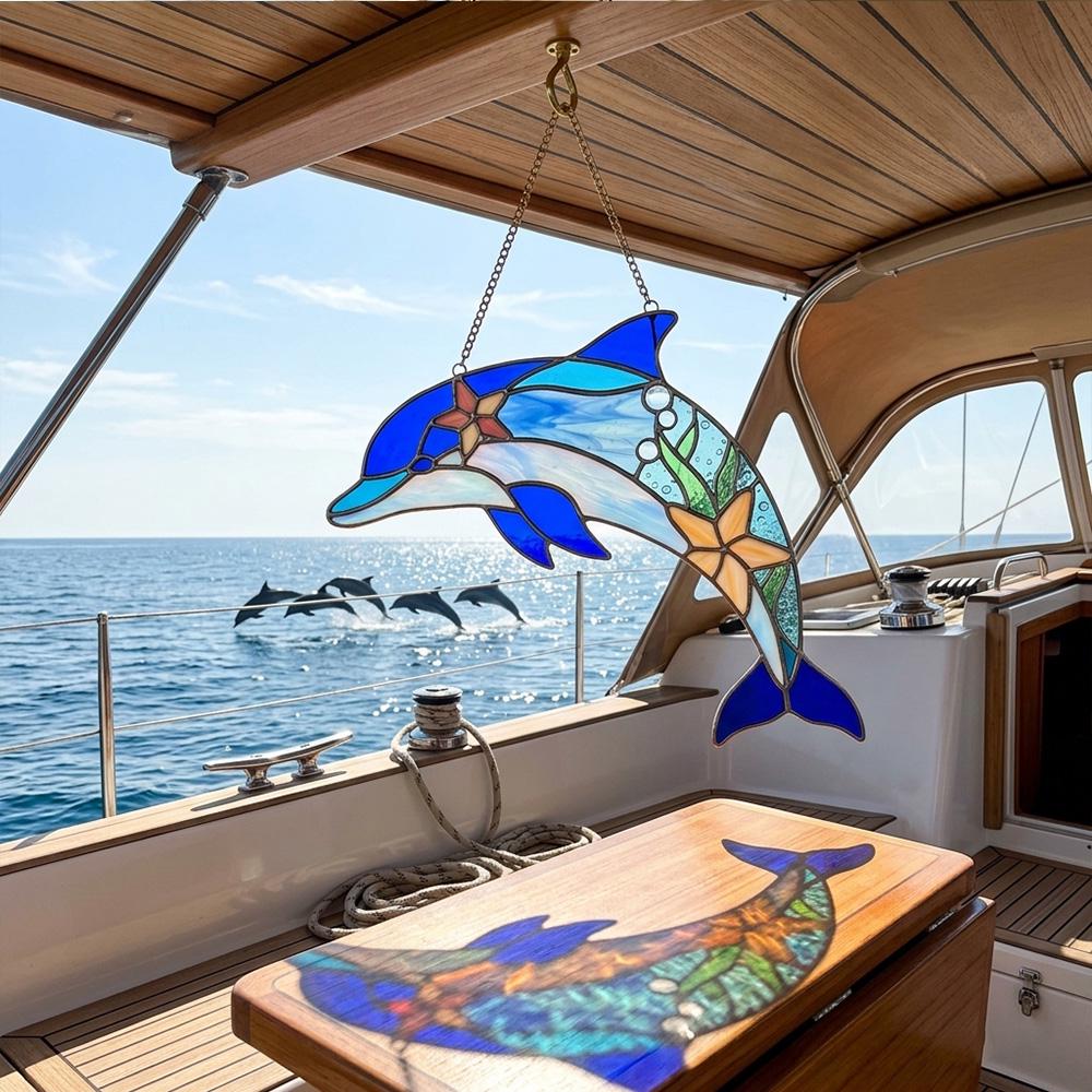 Dolphin Glass Suncatcher