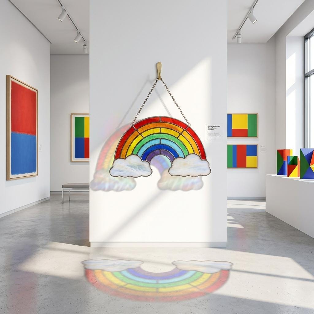 Rainbow and Clouds Glass Art