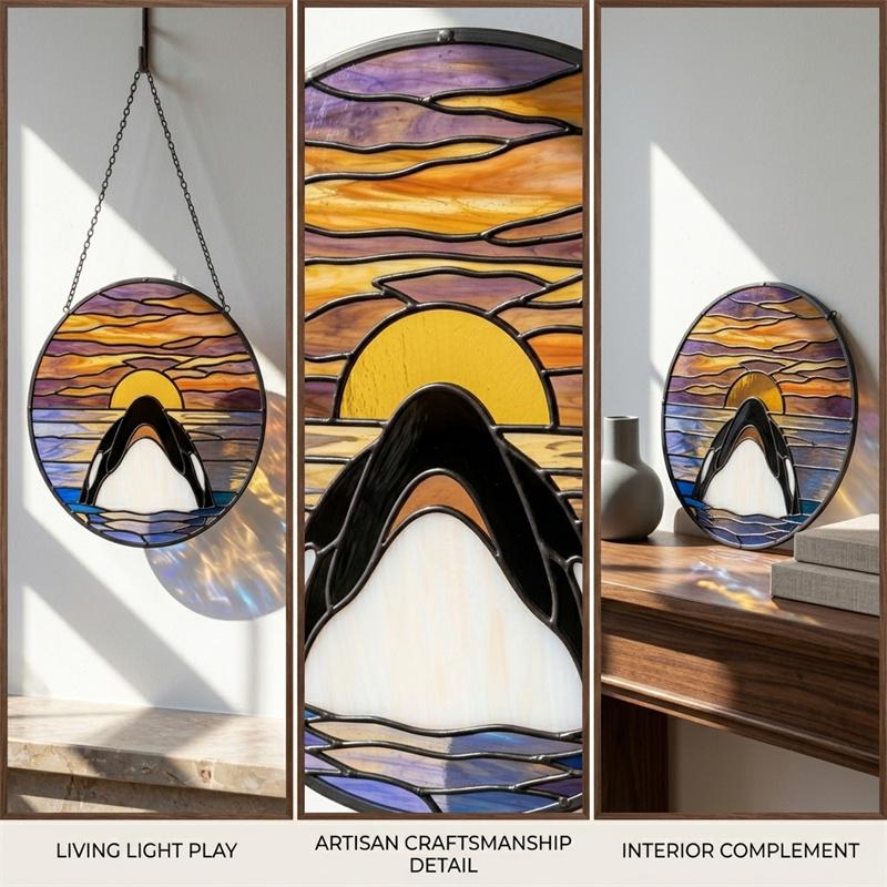 Sunset Orca Glass Suncatcher