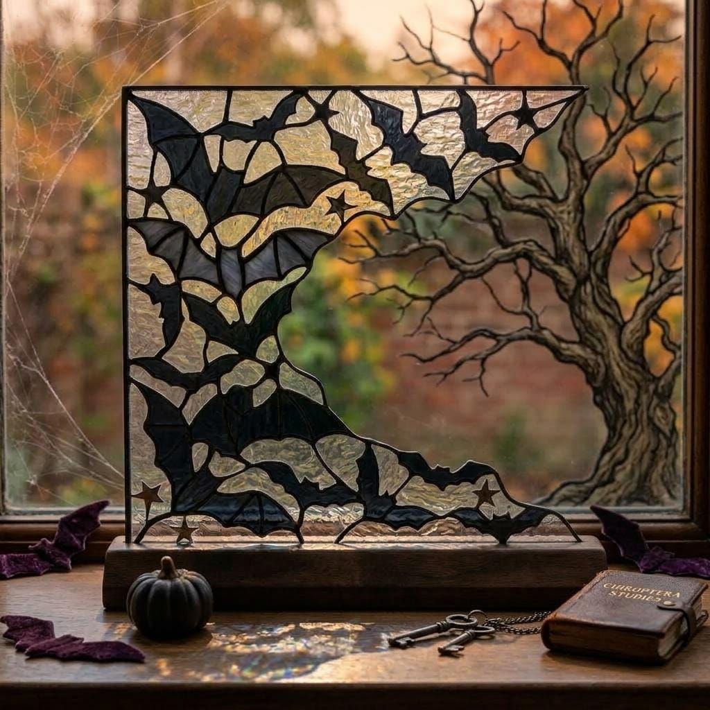 Bat Swarm Glass Decor