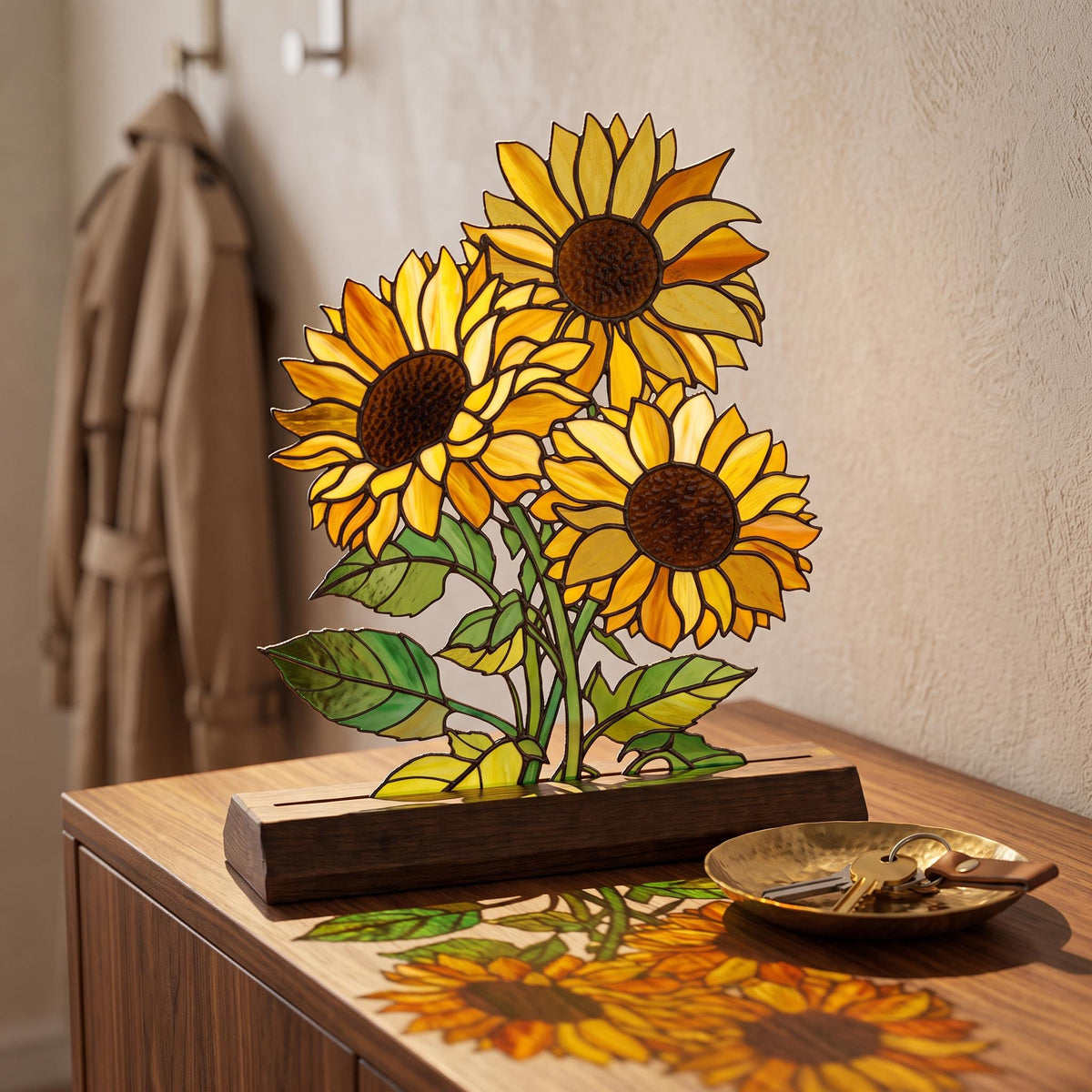 Sunflower Bouquet Glass Decor