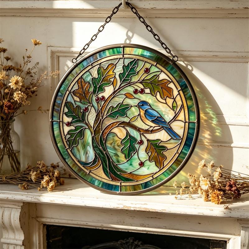Bluebird Tree Glass Suncatcher
