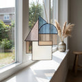 Slate Blue Geometric Glass Suncatcher