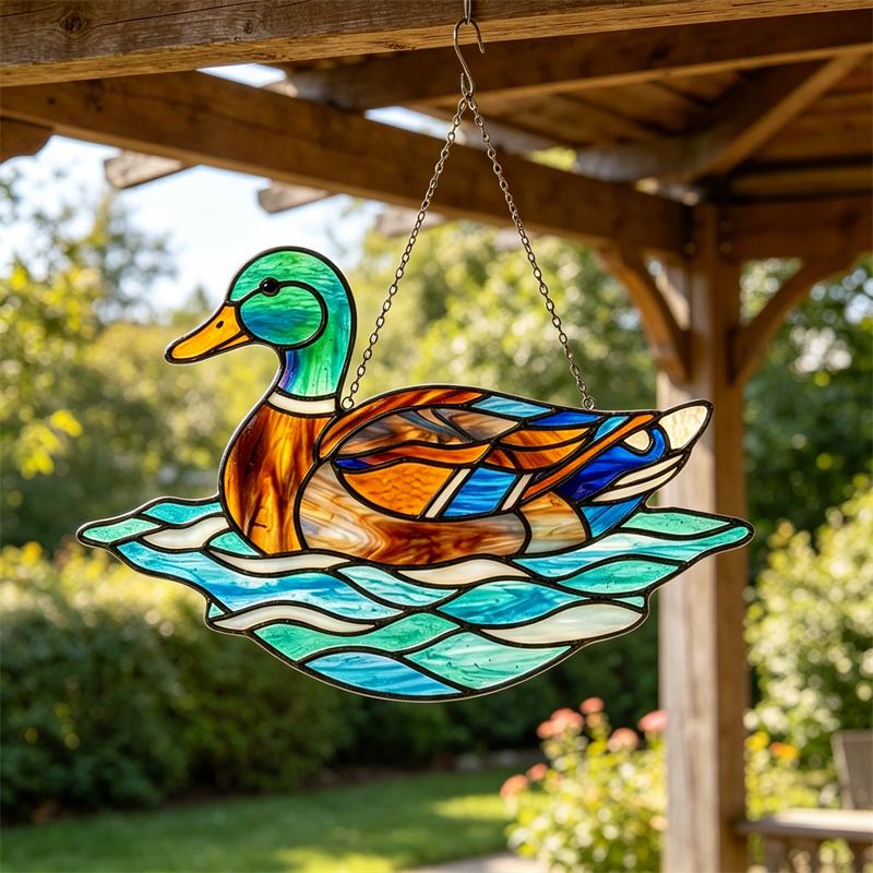 Mallard Duck Glass Suncatcher