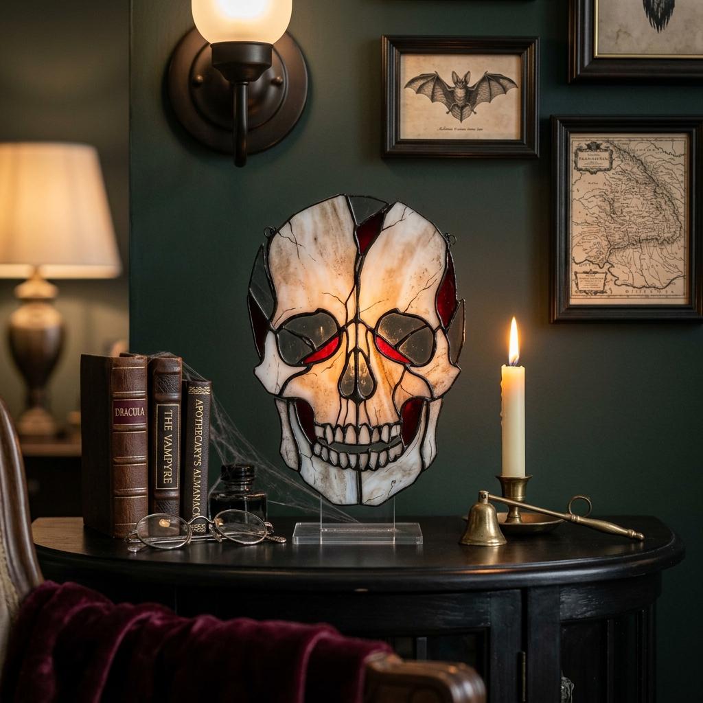 Deconstructed Skull Glass Suncatcher